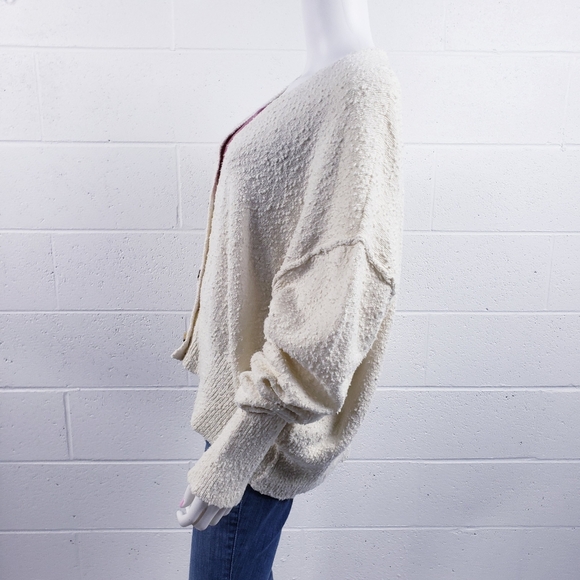 Free People Found My Friend Cardi Cardigan Sweater Cream Women's Large OB1329716 - Picture 6 of 15